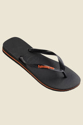 Rubber Logo Thong Black Orange